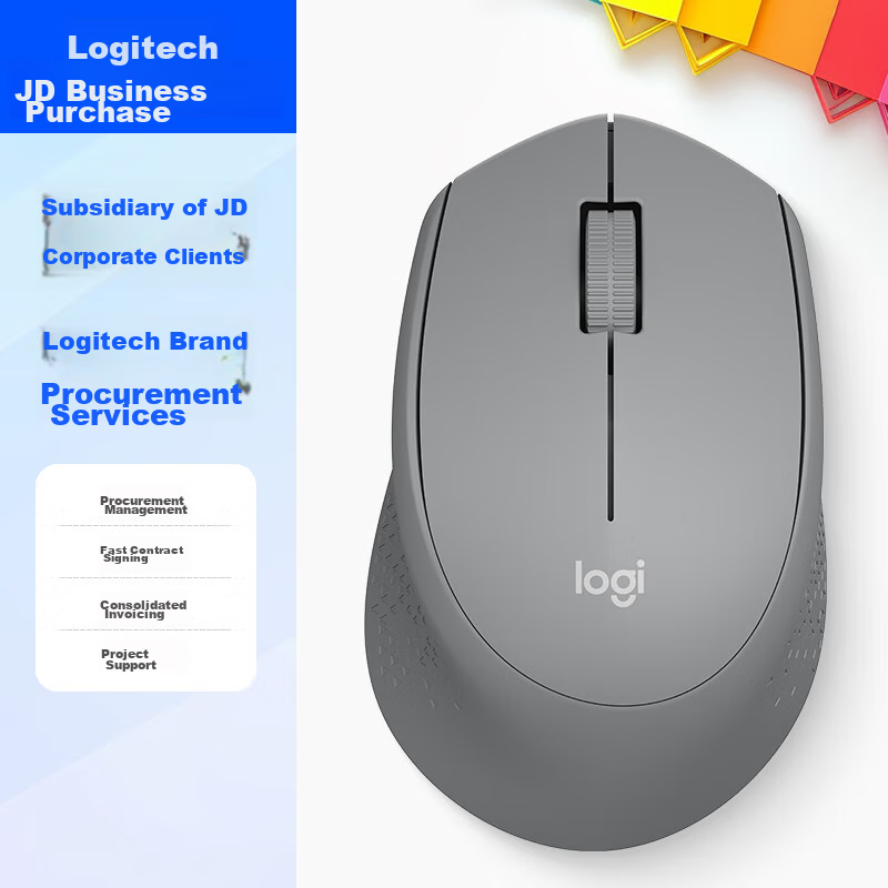 Logitech M280 Enterprise Wireless Mouse, Office Mouse, Right-Handed Laptop Mouse, Ergonomic, with 2.4G Wireless Receiver, Gray