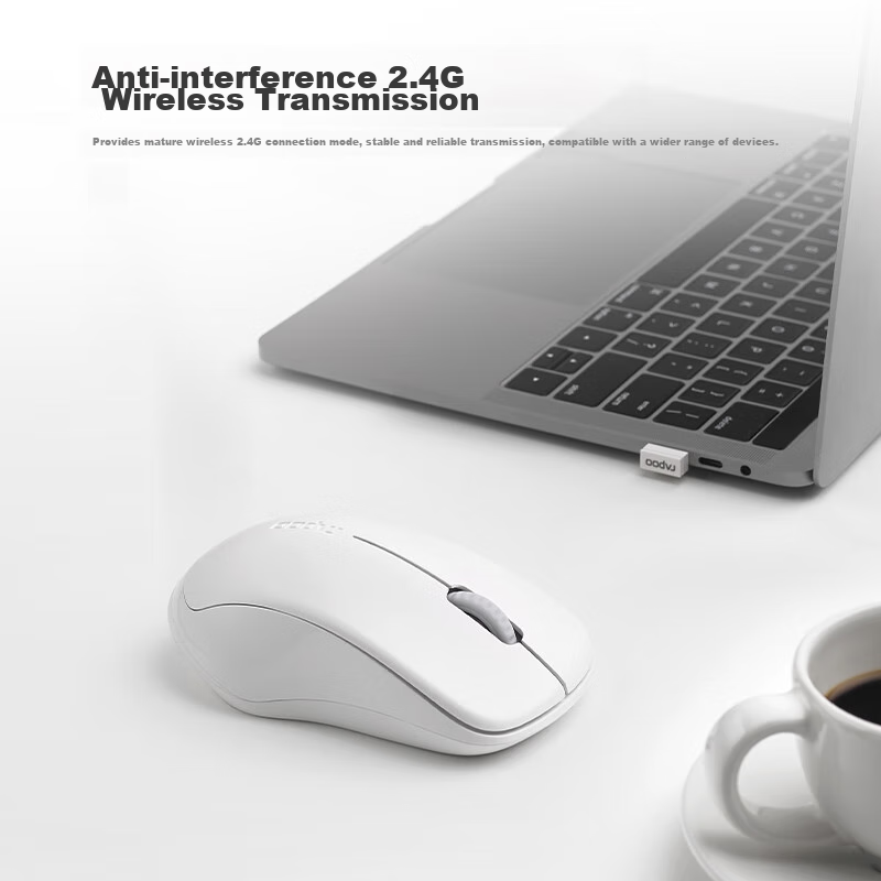 Rapoo 1680 Wireless Mouse, Office Mouse, Quiet Mouse, Portable Mouse, Symmetrical Mouse, Laptop Mouse, Computer Mouse, White
