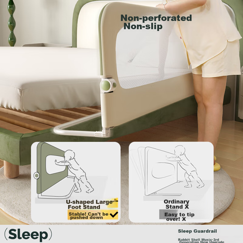 Tuobei Baby Bed Guardrail, Child Safety Rail, Anti-Fall Protection, Bed Edge Barrier, 1.8m Smoke Gray, One Side
