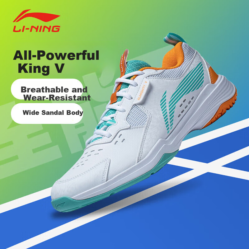 LI-NING Unisex Badminton Shoes Shock Absorption Wear-Resistant Training Shoes White/Light Green AYTT001-2 White/Green Size 40