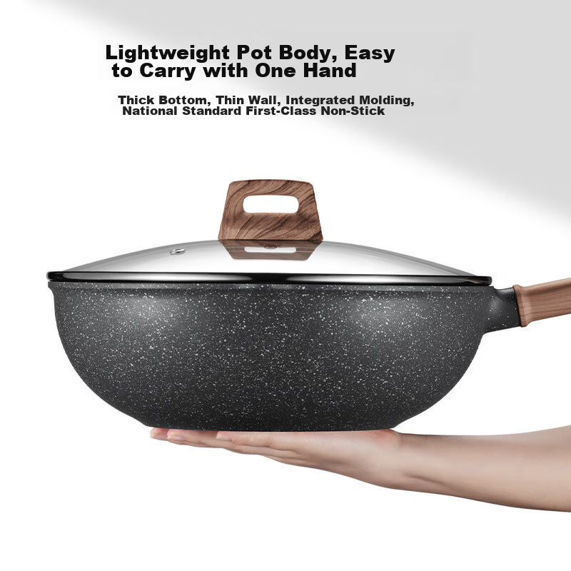 Supor Non-Stick Wok, Low Smoke, Household Maifanite Color Stir-Fry Pan, 30cm, Compatible with Induction And Gas Stoves, Kushi