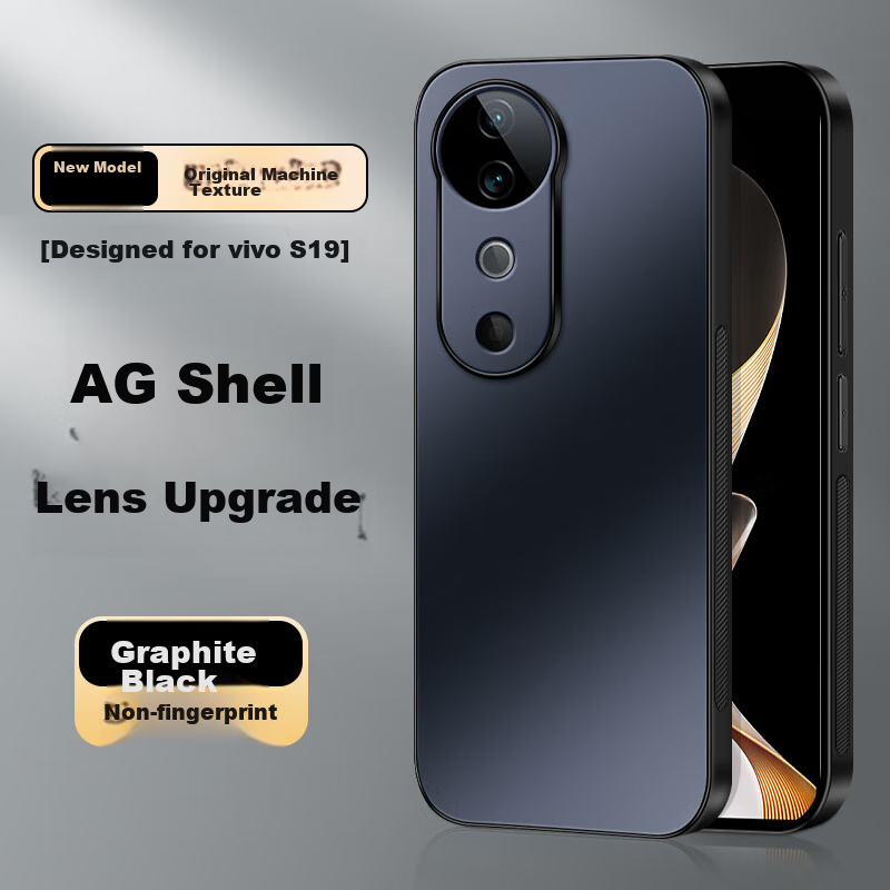 Shangsu, Suitable for VIVOS19 Phone Case, VivoS19 Protective Cover, Full Lens Protection, AG Frosted Anti-Drop Soft Case, VIVO Plain Simple Style for Women And Men, Silicone Outer Shell, Graphite Blac