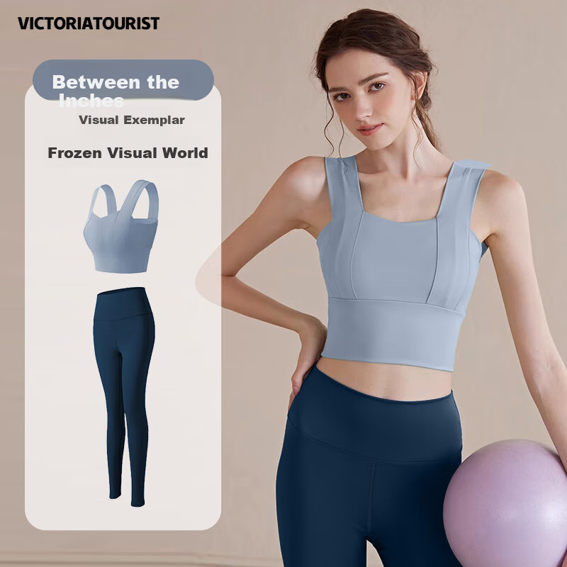 VICTORIATOURIST Yoga Suit Women Pilates Yoga Tank Top Professional Sports Suit Fitness Clothing Slimming Two-piece Set M