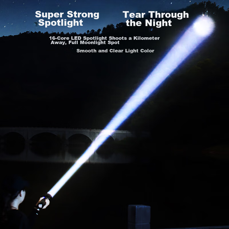 Tianhuo Flashlight, High Brightness, Long Battery Life, Outdoor Survival, Laser Zoom, LED Ultra-Bright, Military-Grade Long-Range, Rechargeable, Specially Designed for Outdoor Use