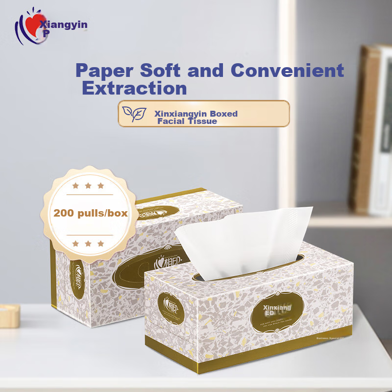 Xinxiangyin Boxed Facial Tissues, 2-Ply, 200 Sheets*9 Boxes, Napkins, Long-Handled Business Tissues, 3 Packs, D200