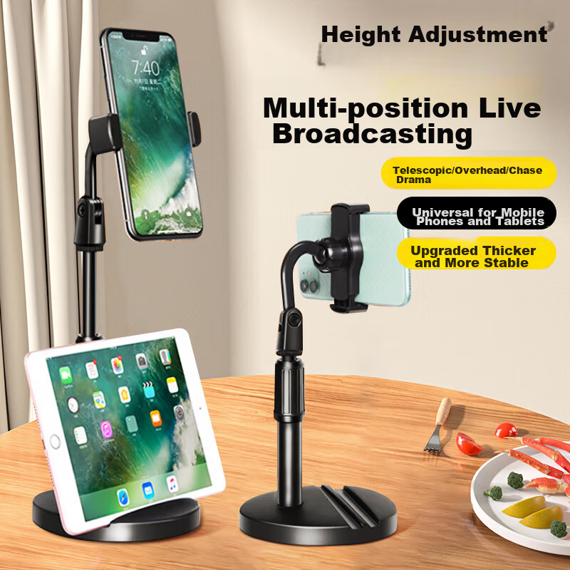 Stiger Phone Stand, Desktop Live Streaming Multi-Position Selfie Stand, Lazy Bedside Study Stand for Online Classes, Art Exam Preparation, Adjustable Height, Office And Dormitory Video Binge-Watching