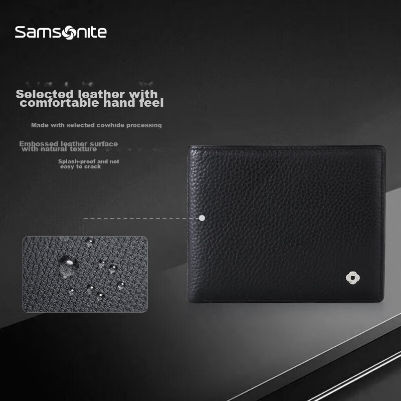 Samsonite Men's Wallet, Short Casual Bifold Cowhide Billfold, Multifunctional Leather Wallet, Men's Gift, TK7*09001