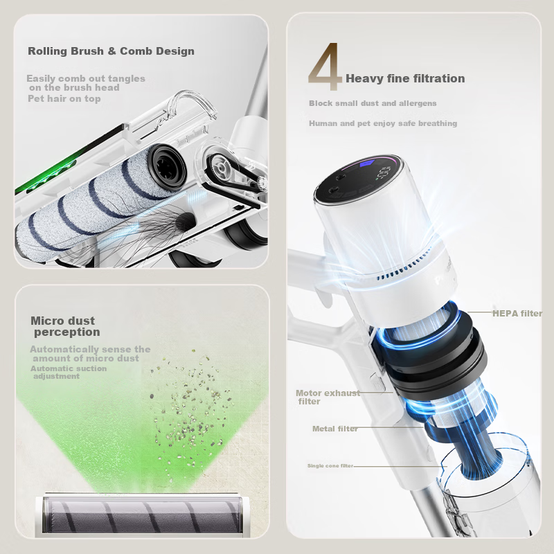 Panasonic [Government Subsidy] Cordless Handheld Vacuum Cleaner with Green Light Dust Indicator, Anti-Hair Tangling, Powerful Suction, Low Noise for Cat And Dog Hair MC-A31H