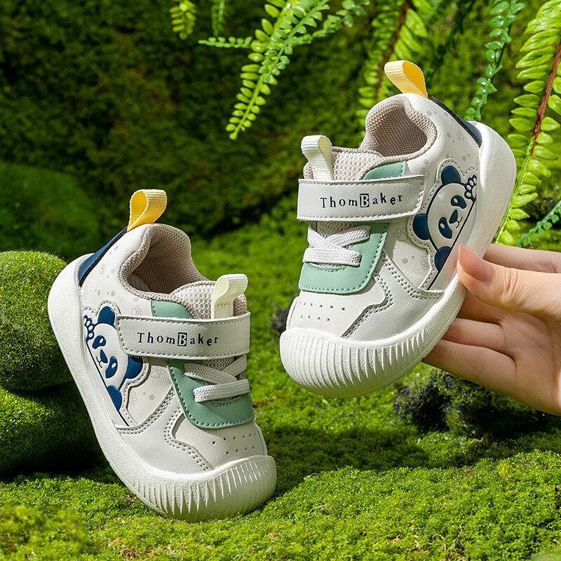 ThomBaker Baby Walking Shoes Spring New Anti-slip Soft Bottom Breathable Children's Functional Shoes Boys and Girls Baby Green Panda 15