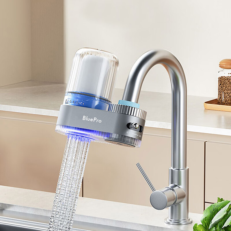 BOLEBAO Faucet Water Purifier, Removes Limescale And Residual Chlorine, Household Water Filter, Countertop Pre-Filter, Kitchen Tap Water, 8-Stage Filtration, UV Ultraviolet, One Machine with 4 Cartrid