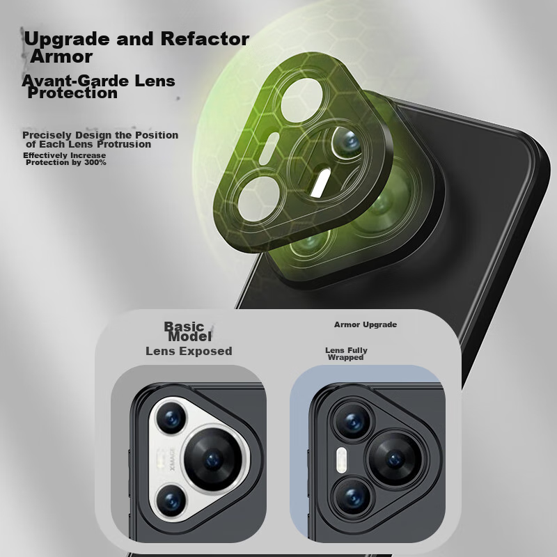 HOLDZU [Angel Eyes] Phone Case for Huawei Pura70, Huawei P70 Protective Cover, Liquid Silicone Shockproof, Full Lens Protection, Ultra-Thin Frosted Design for Men And Women - Graphite Black