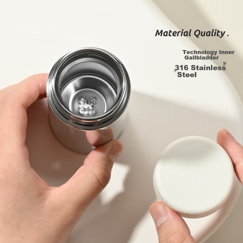 Xidomi Mini Insulated Cup, Ladies' High-Value Portable Pocket 316 Stainless Steel Small Coffee Cup Steel Color 120ML