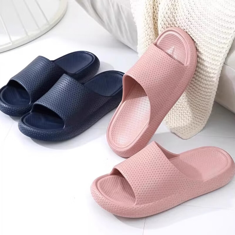 XGGC Home Slippers, Summer Thick-Soled Non-Slip, for Men And Women, Indoor High-End Couple Slippers, Dark Gray, Size 43-44