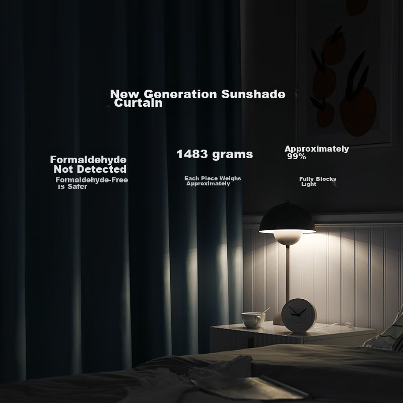 Jingzao Vinyl Light Blue Curtains, 99% Blackout Curtains, Bay Window Bedroom Sunshade Curtains with Hooks, Width 3m X Height 2.7m