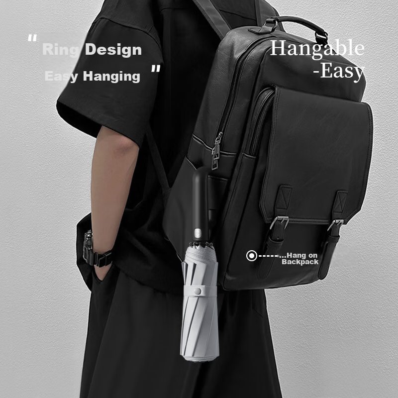 MAYDU 10K Fully Automatic Umbrella, Three-Fold, Black Gel, Sun Protection, UV Protection, Unisex Folding Sunshade, M3393 Black