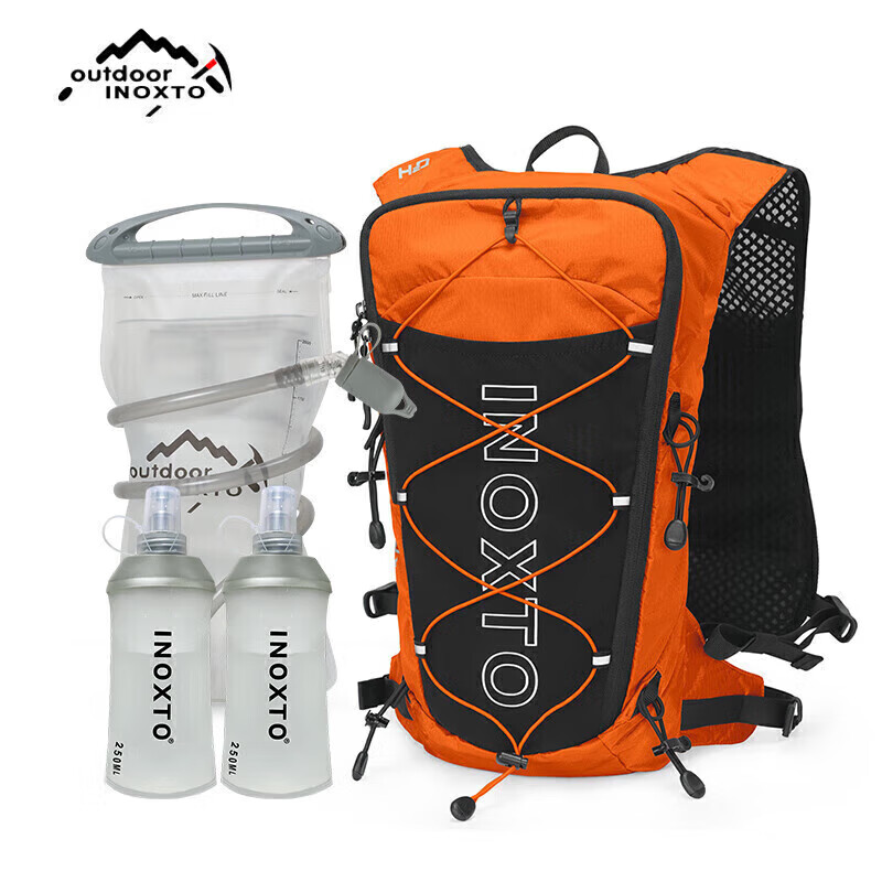 INOXTO Marathon Trail Running Backpack, 8L Hydration Pack, Hiking Backpack, Outdoor Sports Bag for Men And Women, 603 Orange