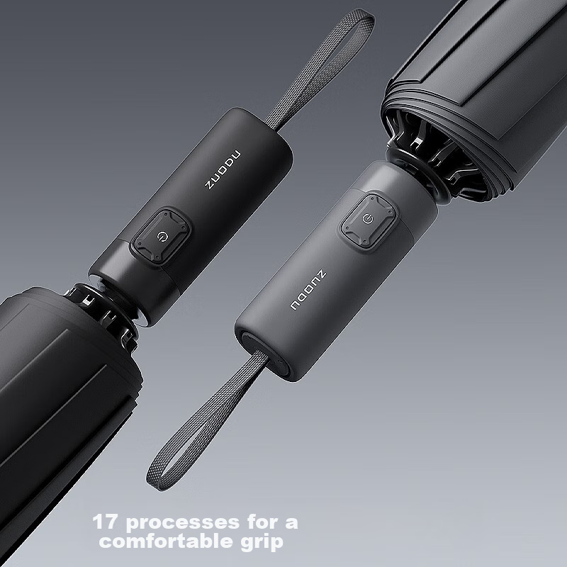 ZUODU Fully Automatic Three-Fold Reverse Umbrella, Extra Large, Thickened, Sturdy, Windproof, Double-Ribbed, Foldable, Reinforced for Men And Women