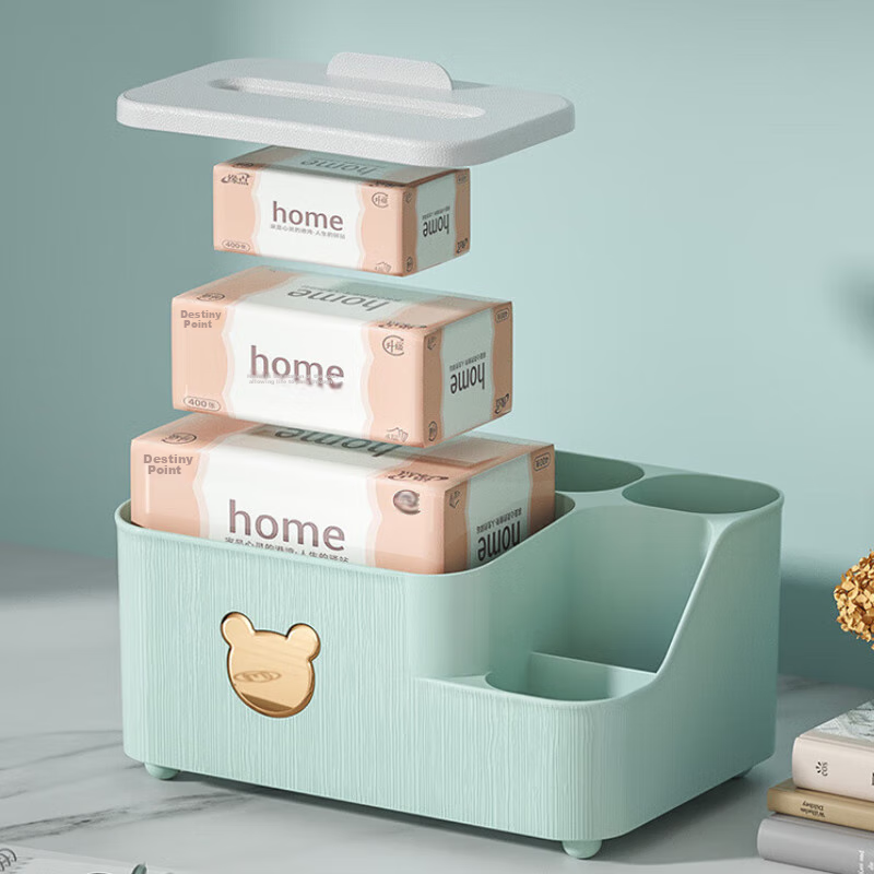 Jingxin Tissue Box, Living Room Coffee Table Tissue Holder, Home Desktop Remote Control, Napkin Storage Box, Multifunctional, Gray And White