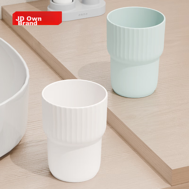 Jingzao Vitality Antibacterial Mouthwash Cup, Thickened Toothbrush Cup, Simple Couple's Toiletry Set, [Stacked Design], 2-Pack