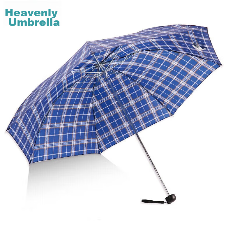 Paradise Windproof And Rainproof Umbrella, Three-Fold, for Men And Women, Business Style, Sun And Rain Umbrella, 57*7 Ribs, Plaid Blue, Customizable