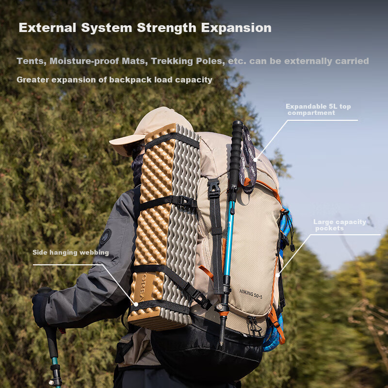 TOREAD Outdoor Mountaineering Backpack Travel Hiking Backpack Outdoor Mountaineering Backpack Waterproof Breathable Double Shoulder Bag - Tower Yellow