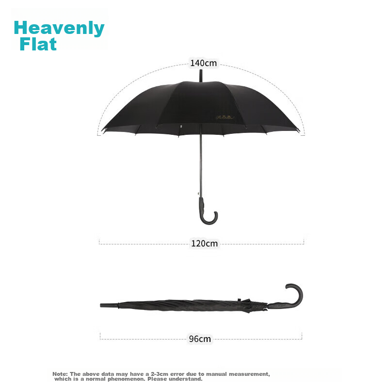 Paradise UV Protection Umbrella with Long Handle, Semi-Automatic Extra-Large 10-Rib Reinforced Business Umbrella, Black