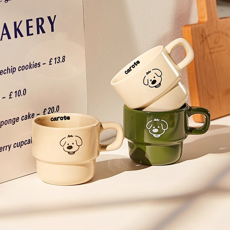 CARTE Ceramic Mug with Handle, Gift for Women And Couples, Office And Home Use, Water Cup, Coffee Mug, Stackable, White, 250ml