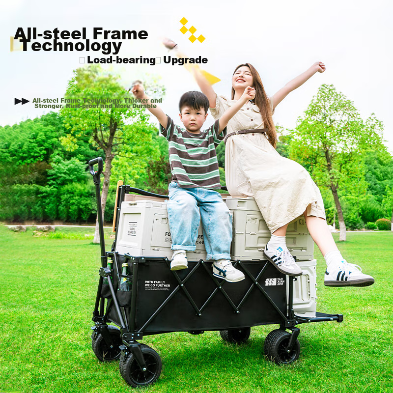 TANXIANZHE Outdoor Camping Cart Table, Campsite Trolley, Picnic Cart, Foldable Table Board