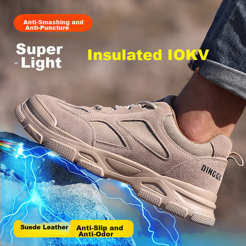 Dinggu Safety Shoes for Men, All-Season Insulated, Anti-Smashing, Anti-Puncture, Steel Toe, Electrician Functional Shoes JD11822ZJ size 44
