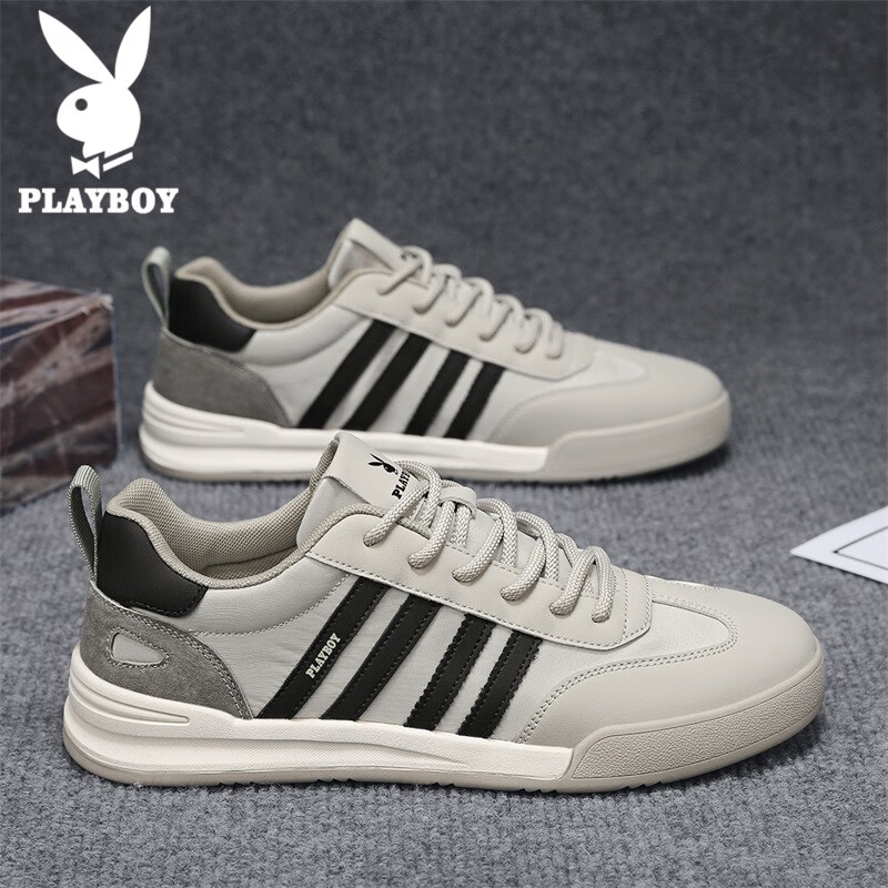 Playboy Men's Skateboard Shoes, 2025 Summer Men's Casual Shoes, Breathable Versatile Ice Silk Sneakers, Light Green, Size 39