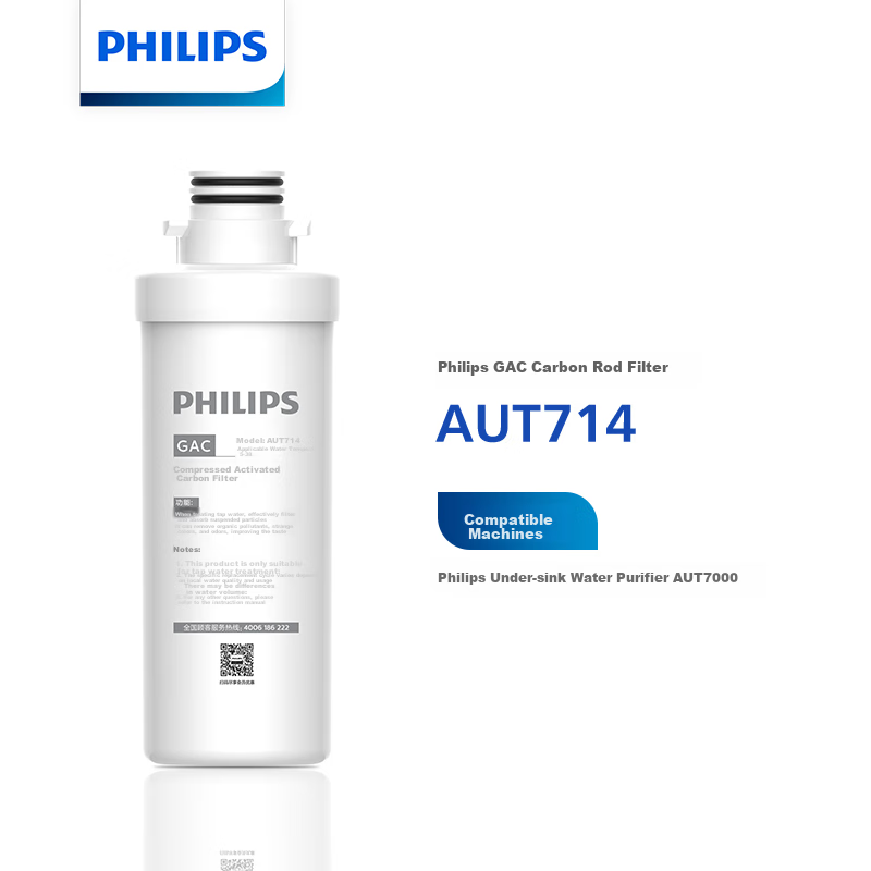 PHILIPS Household Water Purifier Original Filter AUT714 GAC Activated Carbon Rod Filter (Compatible with Water Purifier AUT7000)