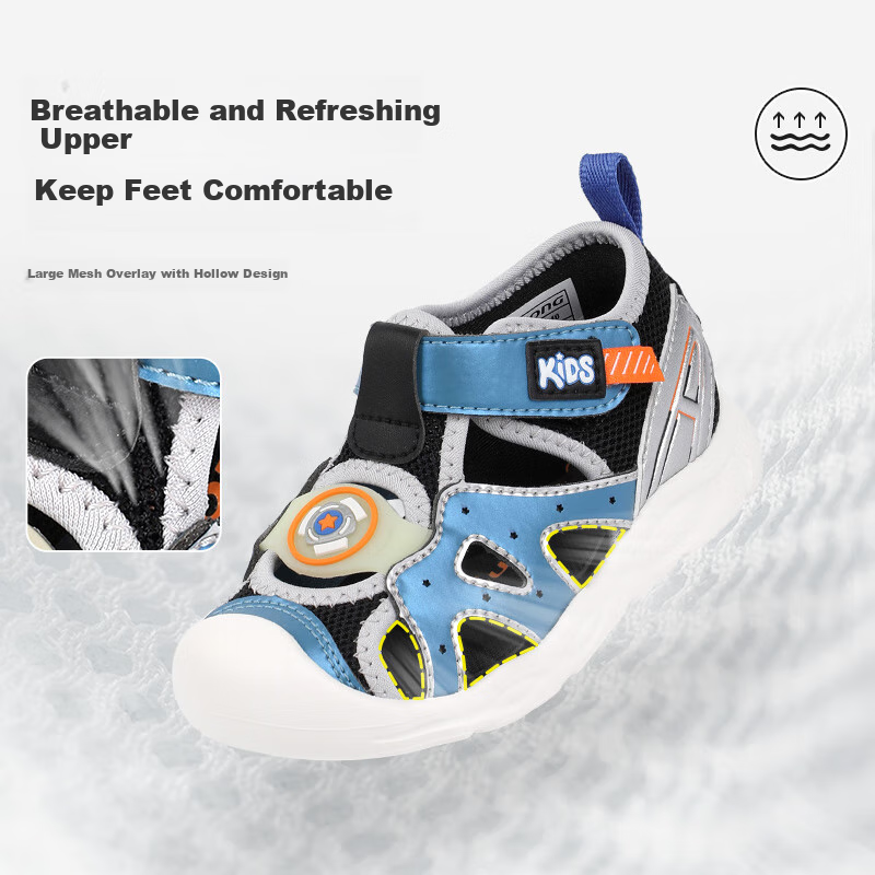 Dr. Jiang Toddler Shoes, Summer Cartoon Cute Baby Children's Sandals, 2S14A2004AM, Blue/black, Size 25