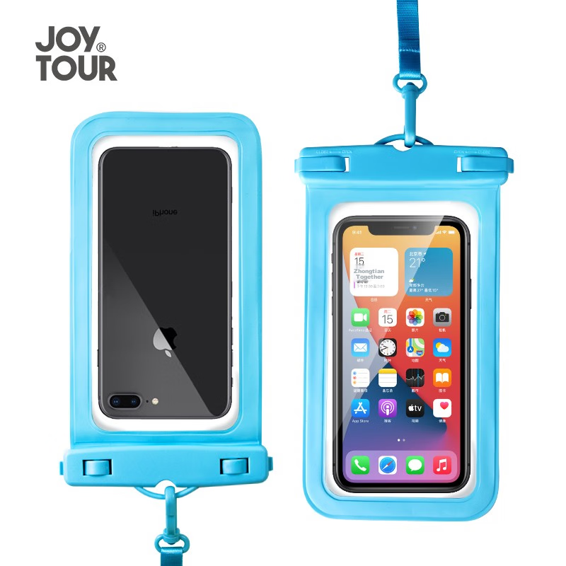 JOYTOUR Waterproof Phone Case, Touchscreen Compatible, Extra Large, with Lanyard, Neck Strap, for Swimming, Photography, Food Delivery, Waterproof Pouch, Blue