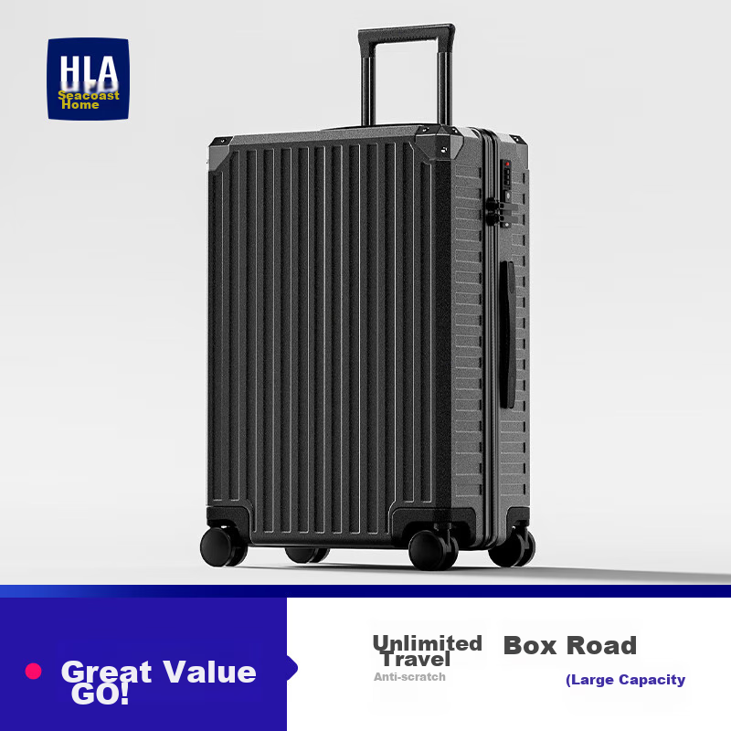 HLA Luggage, Lightweight Business Suitcase for Men And Women, Large Capacity Travel Trolley Case with Password Lock, Obsidian Black, 24 Inches