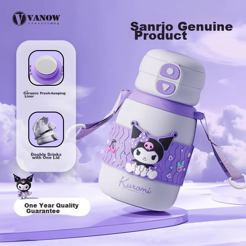 Vanow Insulated Mug for Women, Back-To Season, Stylish Student School-Specific Children's Cup, Large Capacity Kuromi Water Bottle