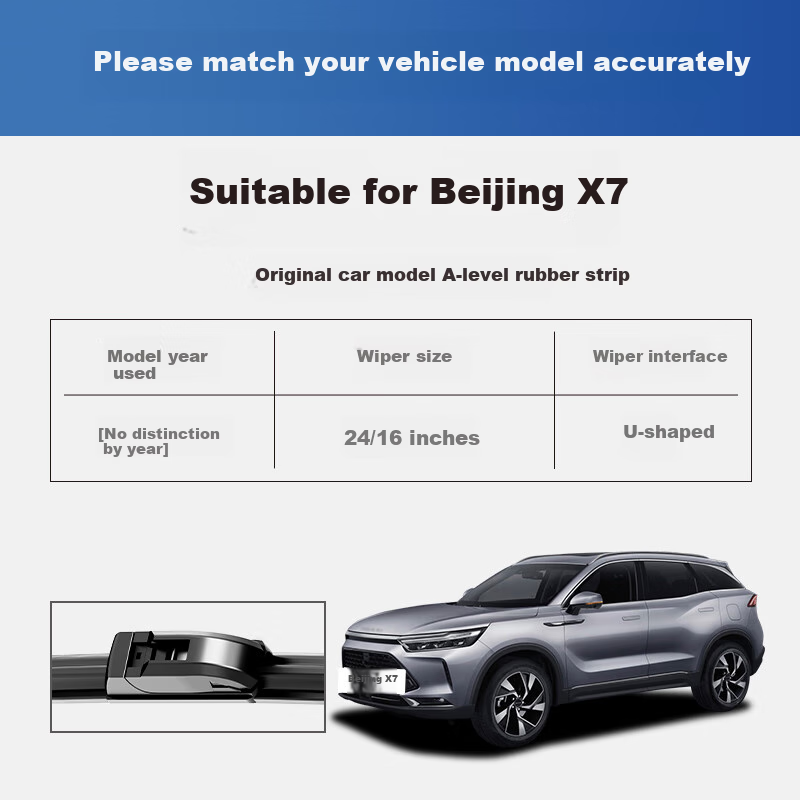 Yitu Windshield Wipers, Jeep Beijing X7 Wiper Blades, Original Boneless Car Wiper Blades, Original Size, A-Grade Rubber Strips, 1 Pair