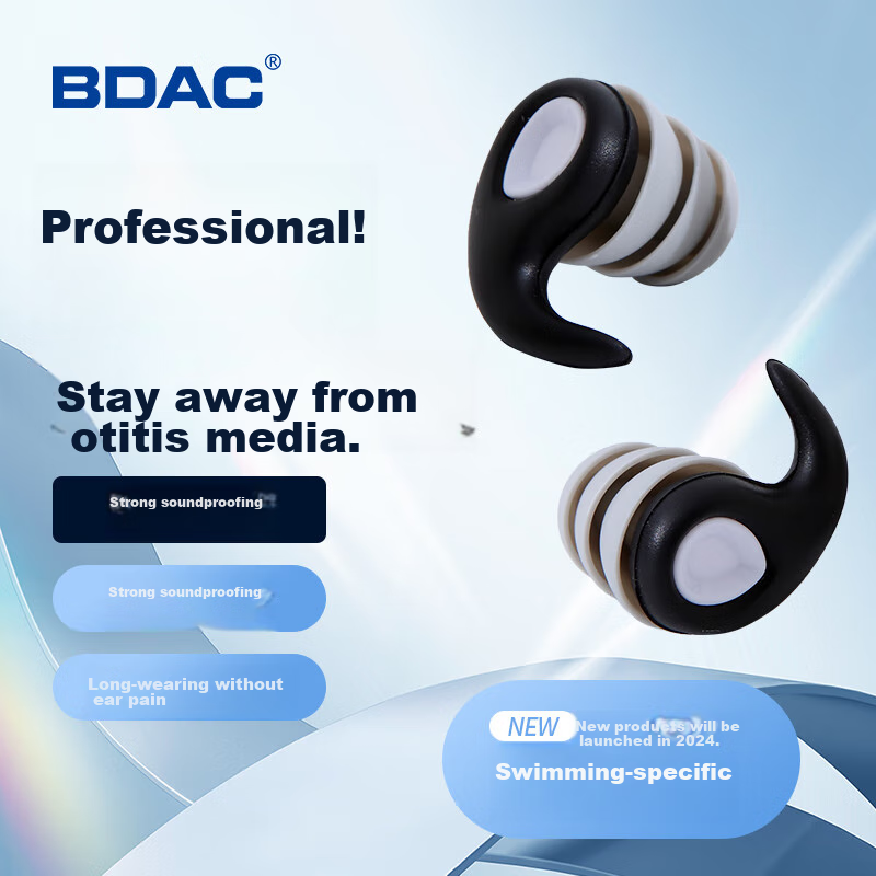 BDAC Sleep Earplugs, Noise-Reducing, for Men And Women, Strong Soundproofing, Comfortable for Work, Study, Sleeping, Anti-Snoring, 2 Pairs, Black