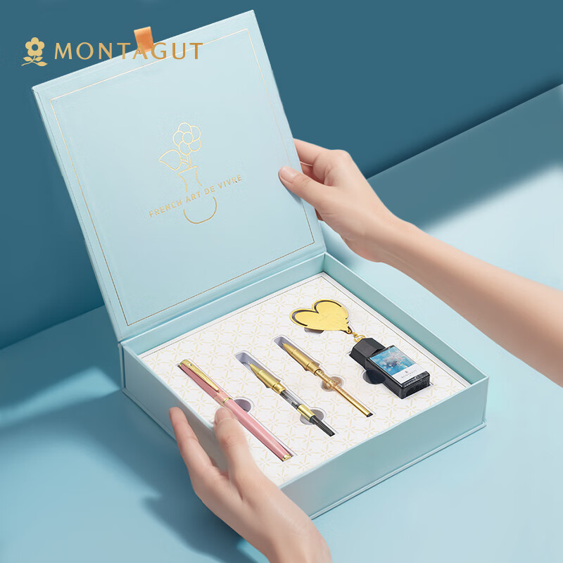 Montagut Fountain Pen, Ballpoint Pen, Art Pen, Nib-Tipped Ladies' Signature Pen, High-End Student Writing Practice Pen, Birthday Gift for Girlfriend, Gift Box, Impression Series M710, Princess Pink