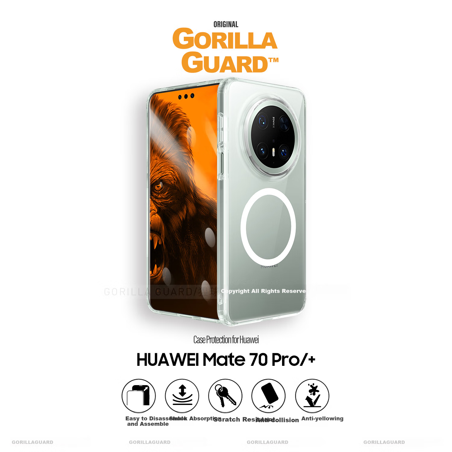 Xingqiu Guardian Advanced Magnetic Adsorption Transparent Protective Case for Huawei Mate 70 Pro Full Coverage Soft Edge Mate 70 Pro+ Silicone Shockproof Case Simple Shell with Hanging Rope Chain