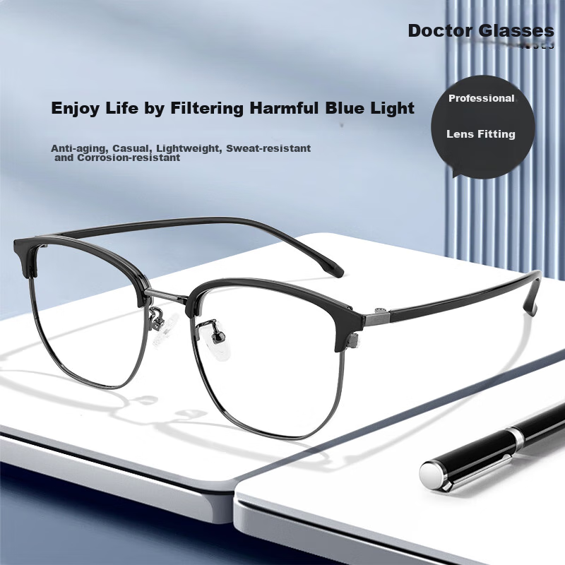 Ouna Reading Glasses for Men And Women, High-Definition Anti-Blue Light Anti-Radiation Glasses for Elderly, Black Frame