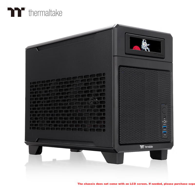 Thermaltake (Tt) TR100 Black Mini Tower Water-Cooled Computer Case (ITX Motherboard, Dual-Chamber Design, Type-C Port)