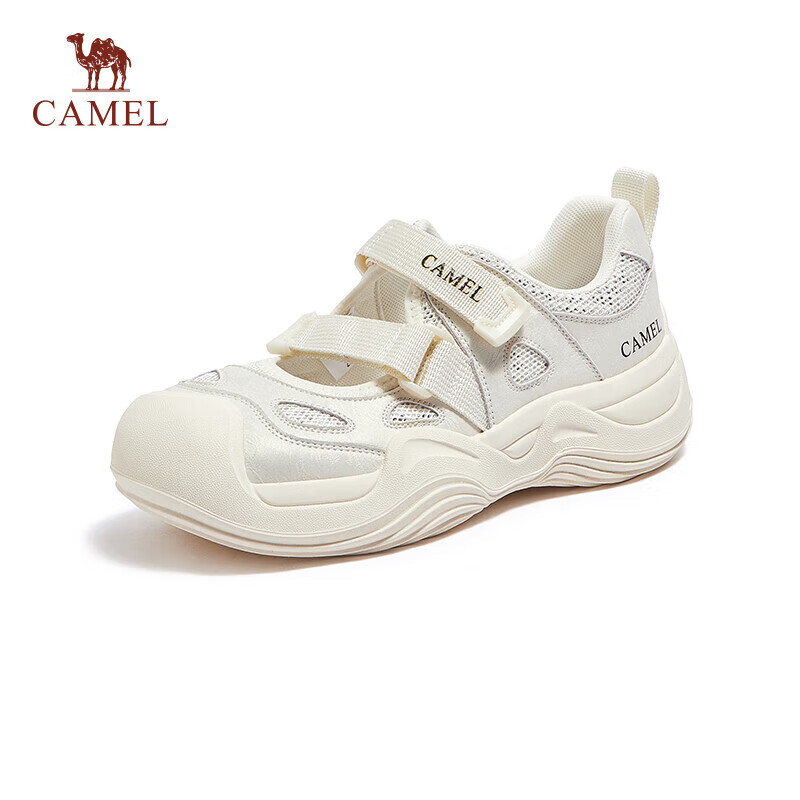 CAMEL Beach Sports Sandals for Women, Hollow Mesh Outdoor Ugly-Cute Casual Shoes L24M283720 Beige 36