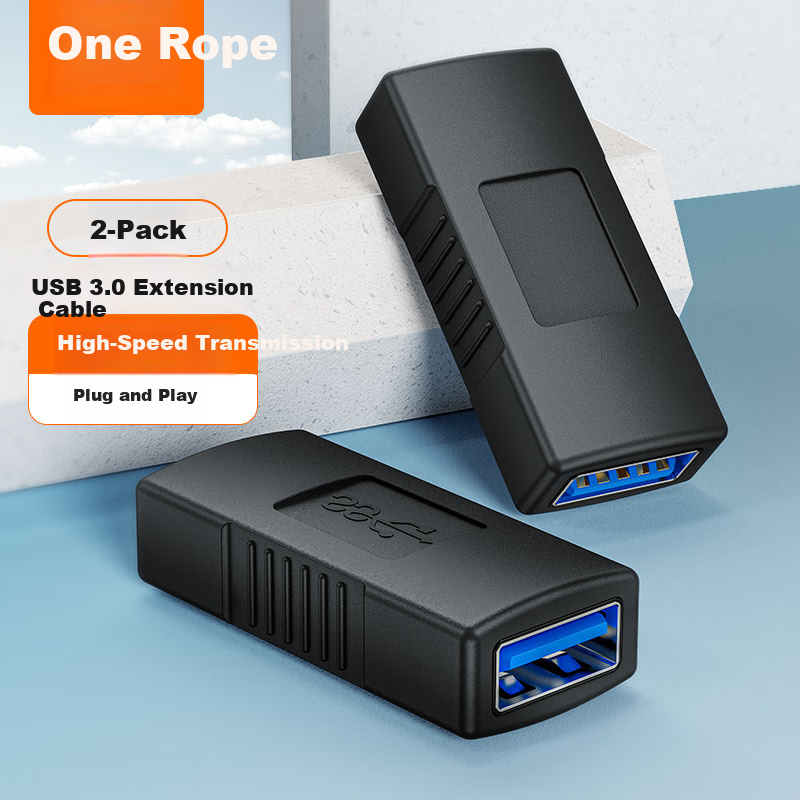 CABLE CREATION CC0943 USB Female to Female USB Female to Female Adapter Cable USB Female to Female Module Extender Black 2-Pack