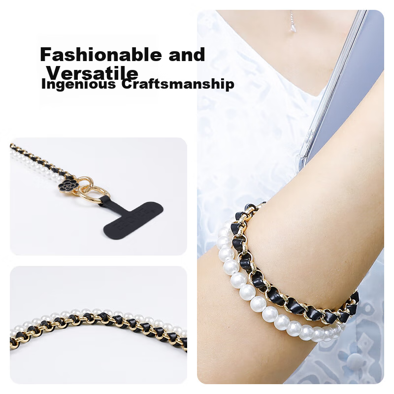 ESCASE Dual Chain Wrist Strap Anti-theft Hand Strap Anti-lost Clip Anti-drop for Huawei Oppo Mobile Phones MPS-ZL01-D White Black