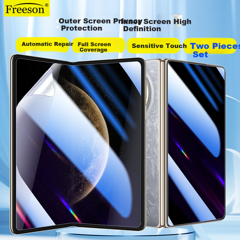 Freeson High Definition Hydrogel Film for Huawei Mate X6 (Outer Screen Anti-Peeping + Inner Screen Ceramic) Full Screen Scratch-Resistant Anti-Fingerprint Ultra-Thin Protective Film [Two Sets]