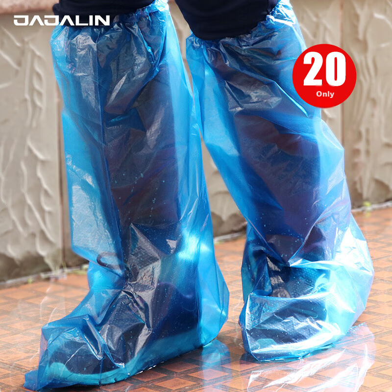JAJALIN Disposable Rain Shoe Covers [20-Pack], Unisex Waterproof Thick Rain Boots for Children And Adults, Tall High-Top