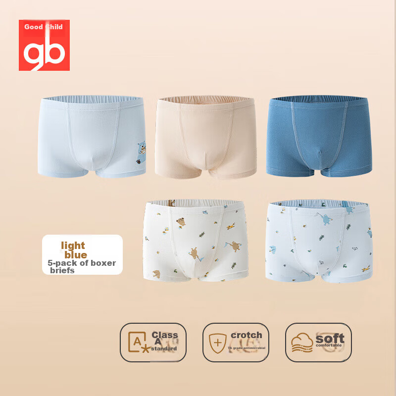 Goodbaby New Boys' Pure Cotton Underwear, Class A Boxer Briefs for Boys, Baby 7A Antibacterial Underwear, Ultra-Thin, No Pinching PP