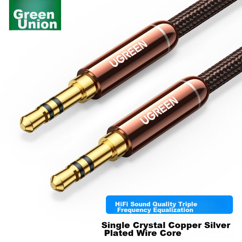 Lulian AUX Audio Cable, 3.5mm Male to Male Silver-Plated Car Audio Connection Cable, Laptop Computer Phone Headphone Headset Speaker Conversion Recording Cable, 1.5 Meters, 90248