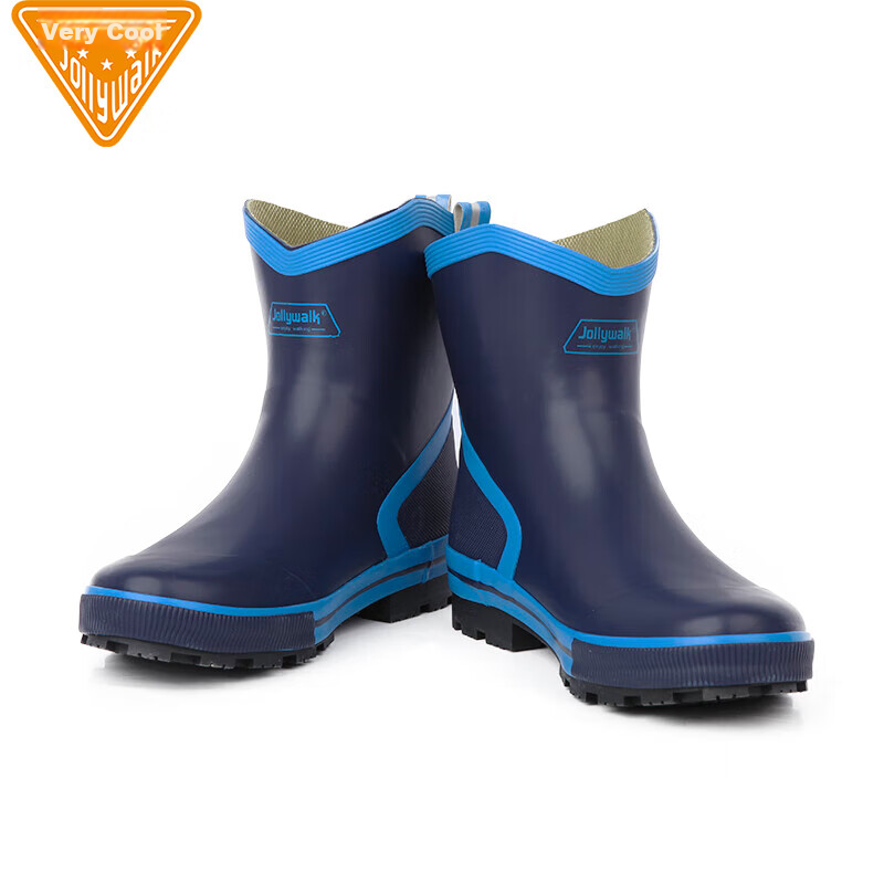 Jolly Walk Men's Water Shoes, Low-Top Rain Boots, Car Washing Fishing Rain Boots, Waterproof Overshoes, Rubber Shoes, Navy Blue, Size 40
