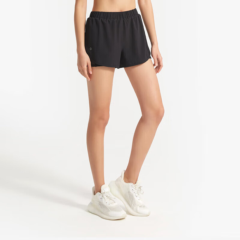 Keep Anti-Exposure Loose Elastic Woven 2-In Shorts, Breathable, Skin-Friendly, Waist-Cinching, Comfortable 13385, Classic Black, L